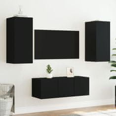 Vidaxl 4dílná obývací stěna s LED osvětlením černá kompozitní dřevo