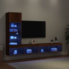 Vidaxl 4dílná obývací stěna s LED hnědý dub kompozitní dřevo