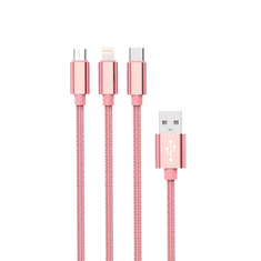 setty. 3v1 kabel USB - Lightning + USB-C + microUSB 1,0 m 2A KNA-MLC-1.2215 rose gold (GSM115162)