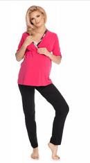 Be MaaMaa Těhotenské, kojící pyžamo 3/4 rukáv - růžová,černá, vel. L/XL