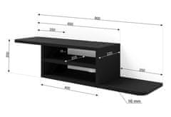 TV stolek police pod televizorem DEDAL 90 cm černý mat