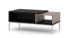 Homlando Konferenční stolek Kávový stůl TOLEDO 110x55 cm dub flagstaff / černý mat + stříbrný rám