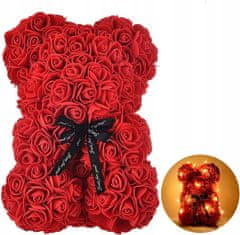 Velký medvěd s růžemi a LED světlem 40 cm