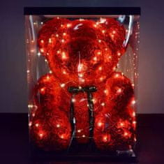 Velký medvěd s růžemi a LED světlem 40 cm