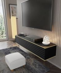Homlando TV stolek RTV WABI 180 cm závěsná frézování černý mat