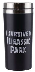 CurePink Nerezový cestovní hrnek Jurassic Park|Jurský Park: Logo (objem 450 ml)