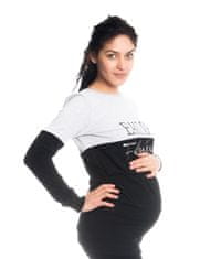 Be MaaMaa Těhotenské a kojící triko/mikina Fabulous, dlouhý rukáv, černo-světle šedá, vel. M