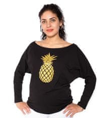 Be MaaMaa Těhotenská mikina, triko Ananas - černé - M