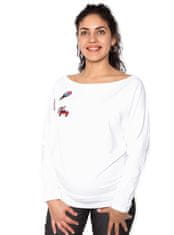Be MaaMaa Těhotenská mikina, triko s nášivkami - bílé - L
