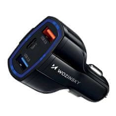 WOZINSKY Nabíječka do auta USB x2 a USB C černá WCC-01 Wozinsky