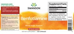 Swanson Benfotiamin, 80 mg, 120 kapslí