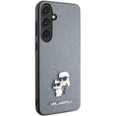 Karl Lagerfeld hard silikonový obal na Samsung Galaxy S24 PLUS Grey Saffiano Karl & Choupette Metal Pin