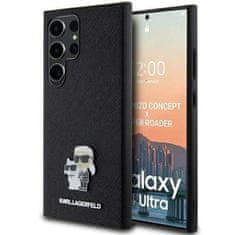 Karl Lagerfeld hard silikonový obal na Samsung Galaxy S24 ULTRA Black Saffiano Karl & Choupette Metal Pin