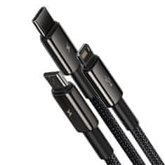BASEUS Kabel USB 3v1 Baseus Tungsten Gold, USB na micro USB / USB-C / Lightning, 3,5 A, 1,5 m (černý)