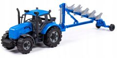 Polesie Traktor Progress s pluhem modrý v krabičce