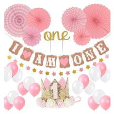 shumee Sada narozeninových balónků pro roční holčičku - růžová
