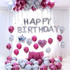 shumee Sada narozeninových balónků - stříbrná - růžová 85 ks.