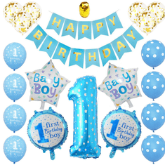 shumee Sada narozeninových balónků pro ročního chlapečka - modrá