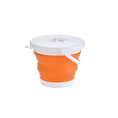 shumee Silikonový skládací kbelík 5L - oranžovo - bílý (s víkem)