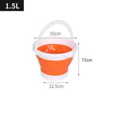 shumee Silikonový skládací kbelík 1,5L - oranžovo-bílý
