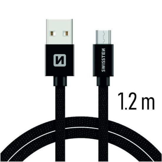 shumee Kabel / Pletený USB / Micro USB kabel 1,2 m Swissten - černý