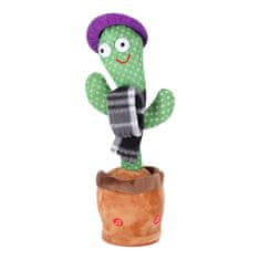 shumee Dětská hračka - Tančící kaktus - s černým kostkovaným šátkem a fialovým kloboukem