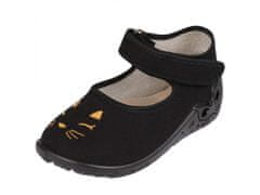Zetpol Černé dětské pantofle s koženou vsadkou, pantofle pro dívky Marlena ZETPOL 20 EU