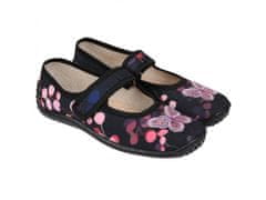 Zetpol Černé dívčí tenisky/pantofle, dětské pantofle na suchý zip Julia butterfly ZETPOL 27 EU