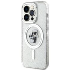 Karl Lagerfeld hard silikonové pouzdro iPhone 15 PRO 6.1" transparent Karl&Choupette Glitter MagSafe