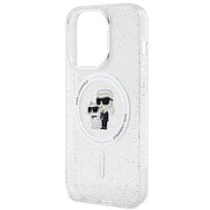 Karl Lagerfeld hard silikonové pouzdro iPhone 15 PRO 6.1" transparent Karl&Choupette Glitter MagSafe