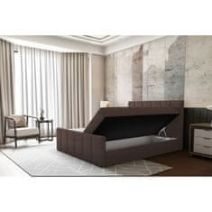 KONDELA Boxspringová postel, 180x200, hnědá látka, STAR 214 x 187 x 104 cm