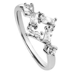 Silver Cat Čtvercový stříbrný prsten se zirkony SC333 (Obvod 52 mm)