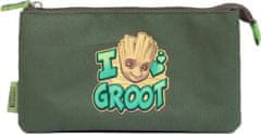 CurePink Trojitý penál na tužky Marvel|Groot: Já jsem Groot (22 x 13 x 2 cm)