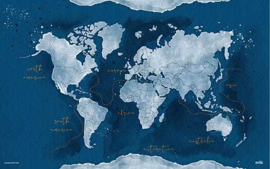 CurePink Podložka na stůl mapa světa (49,5 cm x 34,5 cm)