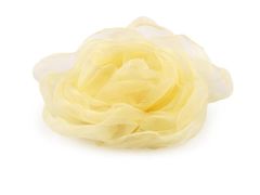 Kraftika 1ks žlutá světlá organzový květ růže k našití a nalepení 8