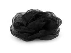 Kraftika 1ks černá organzový květ růže k našití a nalepení 8 cm