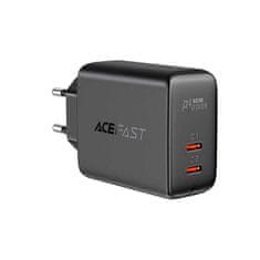 AceFast Napájecí nabíječka 2x USB-C 40W PPS PD QC 3.0 AFC FCP černá A9 černá Acefast