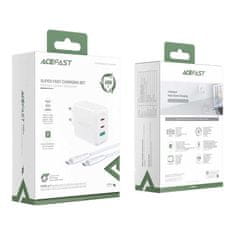 AceFast Napájecí nabíječka 2x USB-C/USB-A 65W PD QC 3.0 AFC FCP s kabelem USB-C 1,2 m bílá Acefast