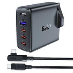 AceFast Rychlonabíječka GaN UK 100WPD 3x USB C 1x USB - černá