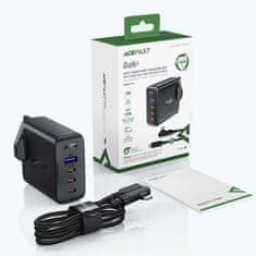 AceFast Rychlonabíječka GaN UK 100WPD 3x USB C 1x USB - černá