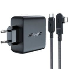 AceFast GaN 3xUSB-C/1xUSB-A 100W síťová nabíječka černá + USB-C 100W 2m úhlový kabel černý Acefast