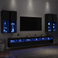 Vidaxl 7dílná obývací stěna s LED osvětlením černá