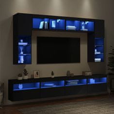 Vidaxl 8dílná obývací stěna s LED osvětlením černá