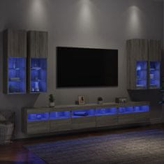 shumee 7dílná obývací stěna s LED osvětlením šedá sonoma