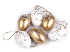 Kraftika 6ks ílá zlatá velikonoční vajíčka k zavěšení, dekorace