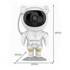 Netscroll Hvězdný projektor ve tvaru astronauta s LED světlem, noční LED světlo astronaut, které vytváří efekt galaxie, USB nabíjení,časovač, dálkové ovládání,otáčecí ruka a hlava, nápad na dárky, AstronautLamp