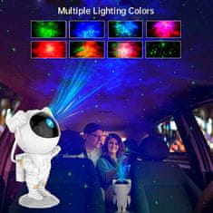 Netscroll Hvězdný projektor ve tvaru astronauta s LED světlem, noční LED světlo astronaut, které vytváří efekt galaxie, USB nabíjení,časovač, dálkové ovládání,otáčecí ruka a hlava, nápad na dárky, AstronautLamp