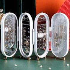 Korbi Šperkovnice na šperky - Náušnice, náramky, skládací zrcadlo Bílá F22
