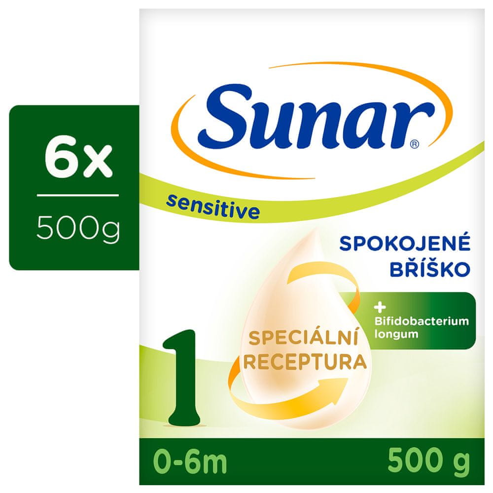 Levně Sunar Sensitive 1, počáteční kojenecké mléko 6 x 500 g