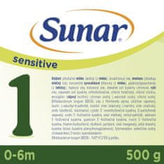 Sunar Sensitive 1, počáteční kojenecké mléko, 500 g